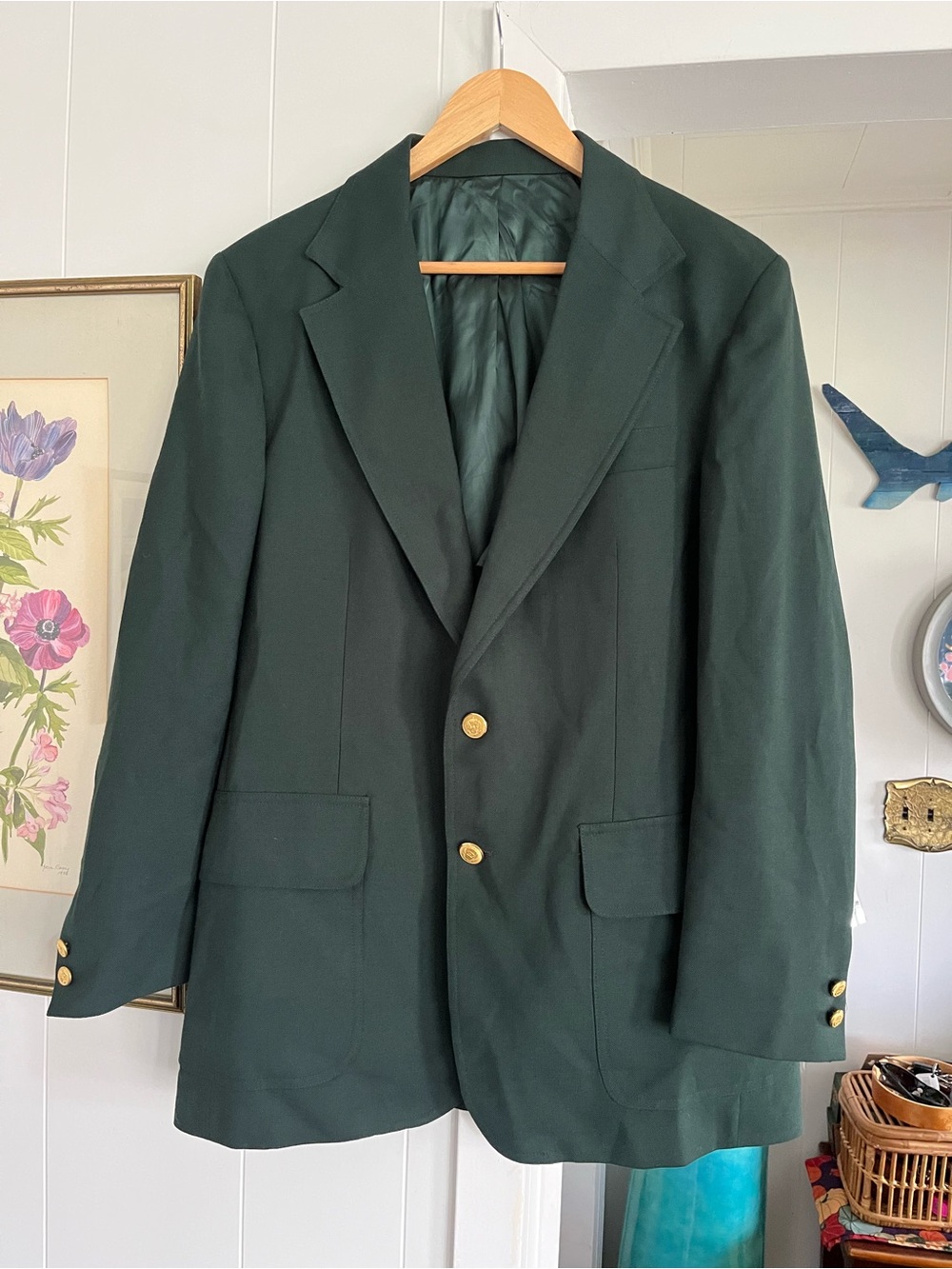 Vintage Stanley Blacker Masters Jacket Ivy League Green Gold Button Union Made